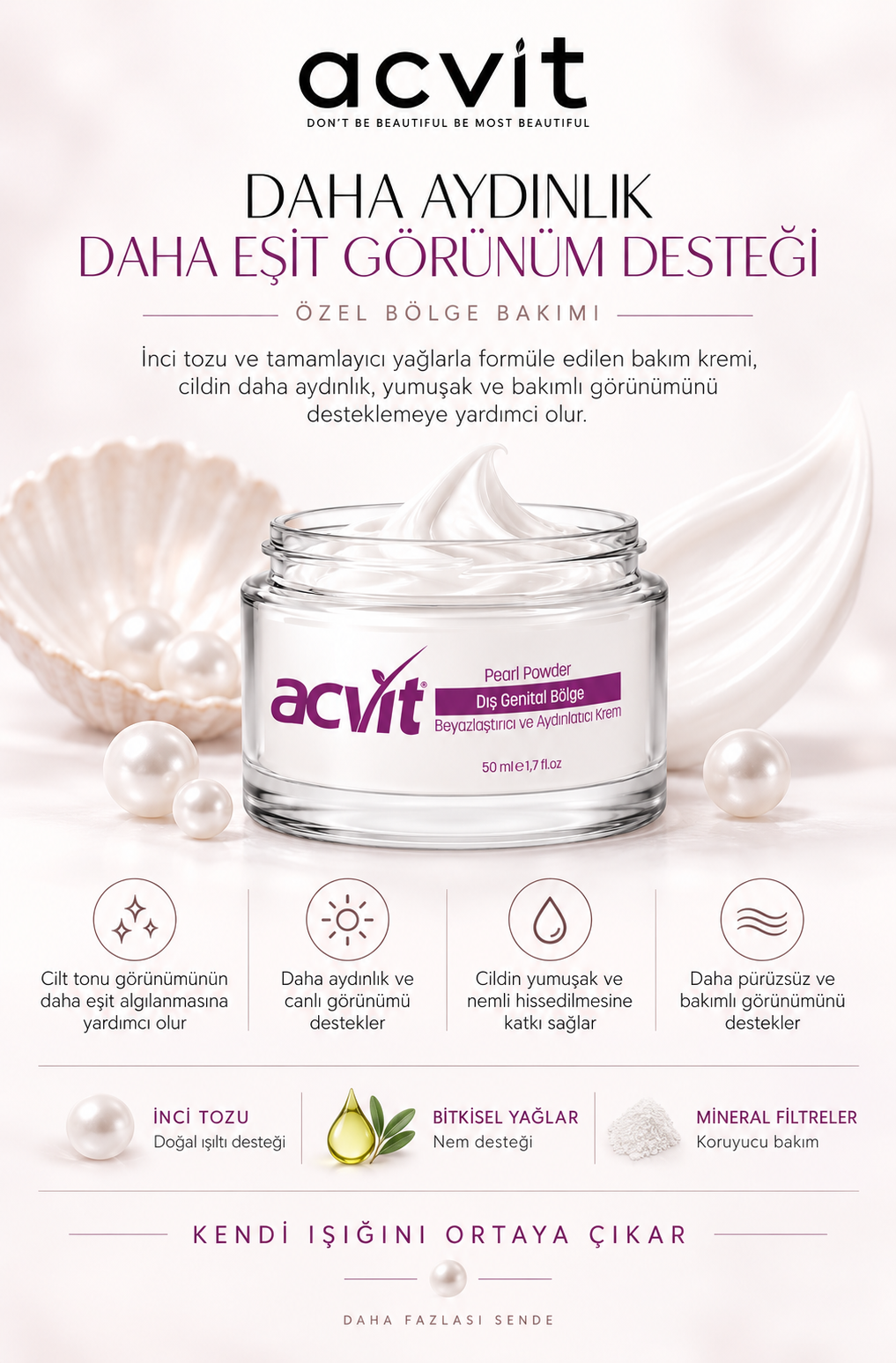Acvit Dış Genital Bölge Cilt Tonu Eşitlemeye Yardımcı Aydınlatıcı Krem – 50 Ml - Görsel 3