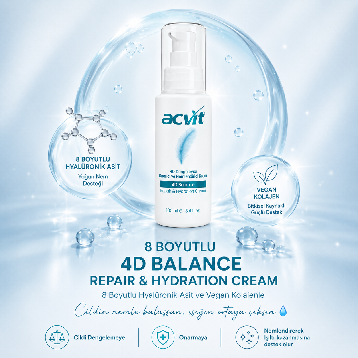 Yenileyici- Onarıcı ve Nemlendirici Bakım Kremi - 8 Boyutlu 4D Balance Repair & Hydration Cream – 100 ml - Görsel 5