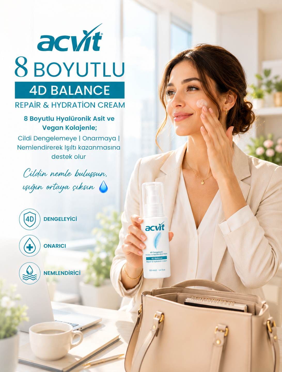 Yenileyici- Onarıcı ve Nemlendirici Bakım Kremi - 8 Boyutlu 4D Balance Repair & Hydration Cream – 100 ml - Görsel 6