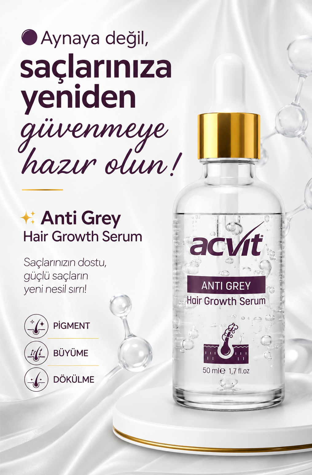 Anti Grey Hair Growth Serum – 50 ml - Görsel 3