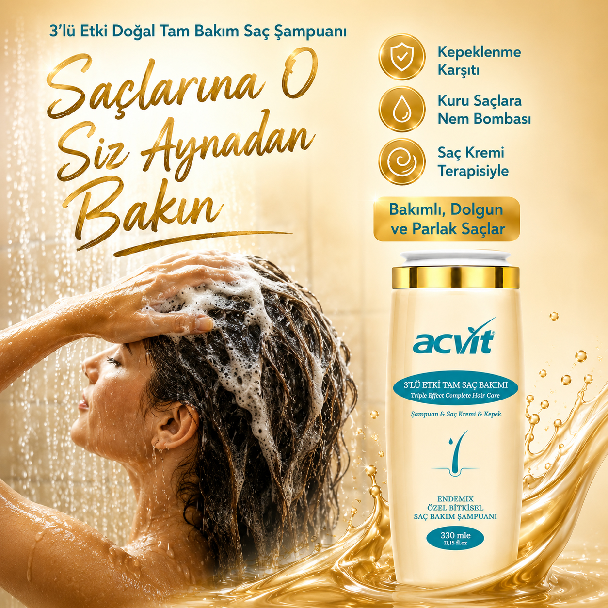Kepeklenme Karşıtı & Kuruluk ve Saç Kremi Terapisi Bakım Şampuanı / 330 ml/ Doğal / Unısex - Görsel 5