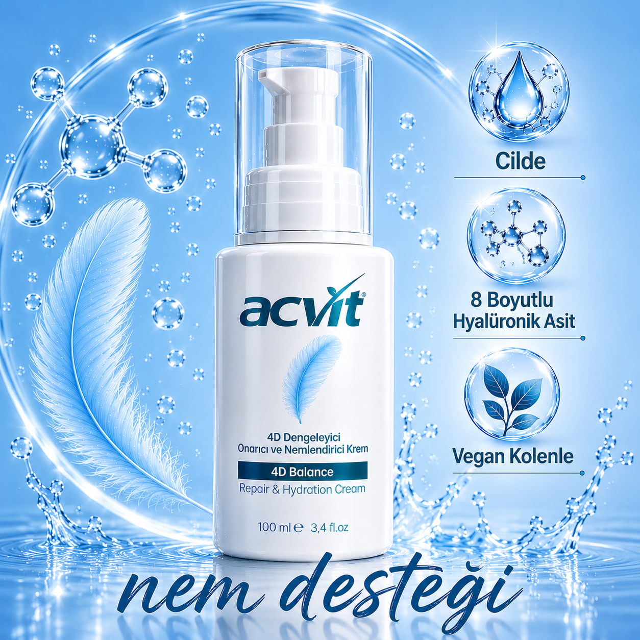 Yenileyici- Onarıcı ve Nemlendirici Bakım Kremi - 8 Boyutlu 4D Balance Repair & Hydration Cream – 100 ml - Görsel 2