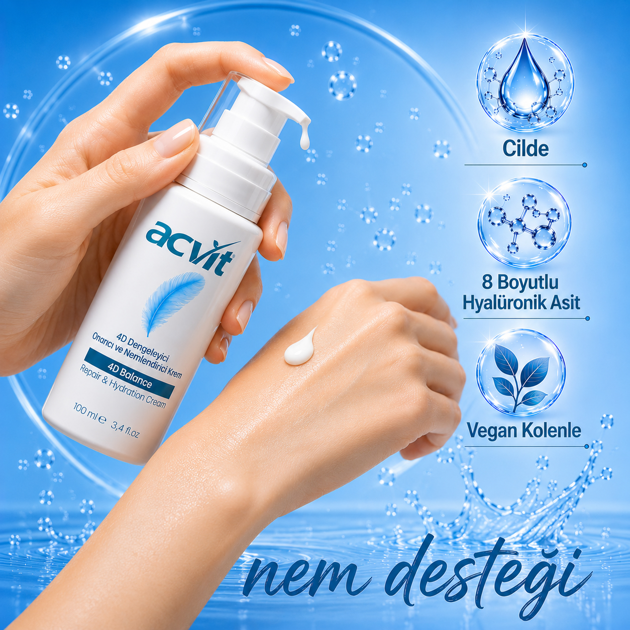 Yenileyici- Onarıcı ve Nemlendirici Bakım Kremi - 8 Boyutlu 4D Balance Repair & Hydration Cream – 100 ml - Görsel 4