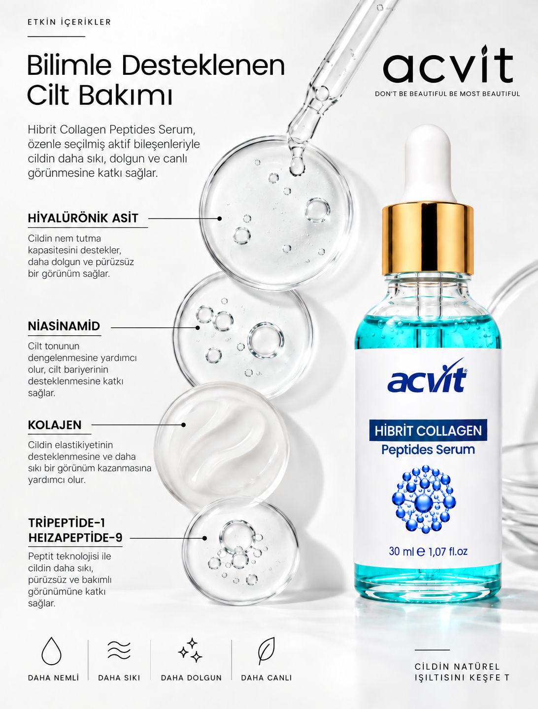 Hibrit Collagen Peptites Serum – 30 Ml - Görsel 2