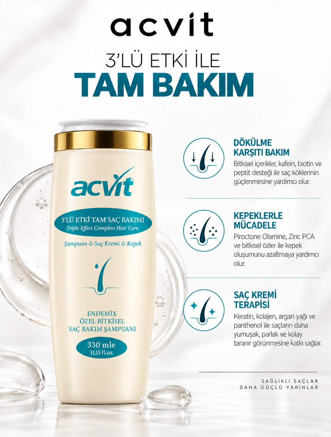 Kepeklenme Karşıtı & Kuruluk ve Saç Kremi Terapisi Bakım Şampuanı / 330 ml/ Doğal / Unısex - Görsel 3