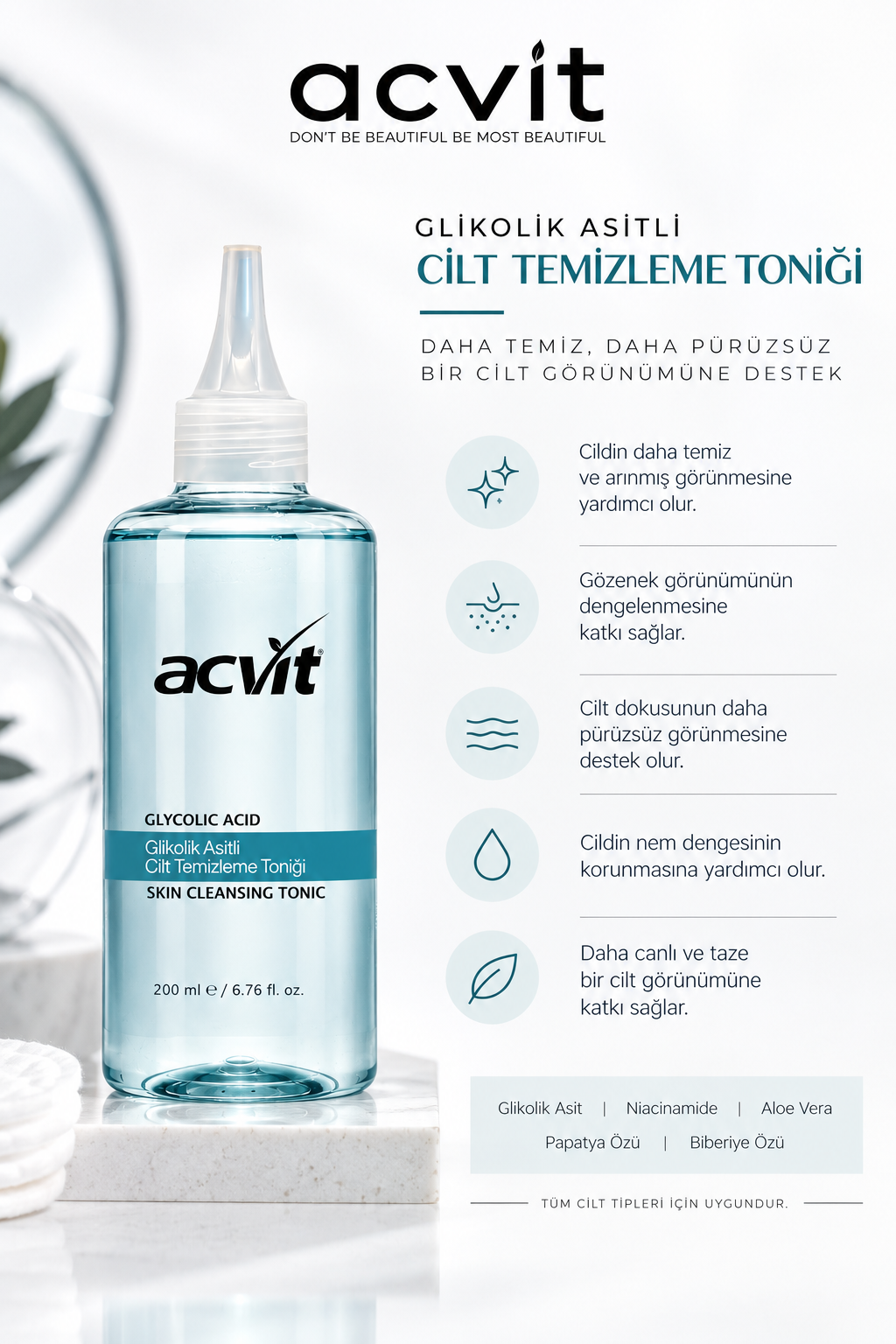 Glikolik Asitli Cilt Temizleme Toniği – 200 ML. - Görsel 6