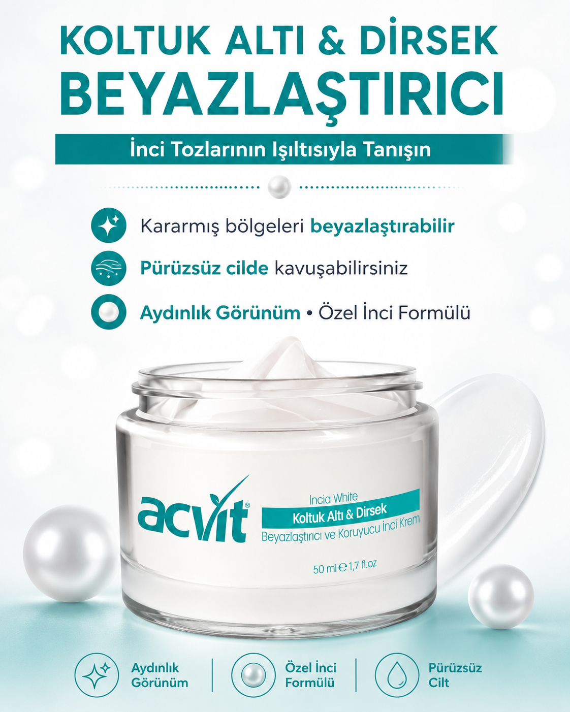 Koltuk Altı ve Dirsek Beyazlatıcı & Koruyucu İnci Krem – 50 ml - Görsel 2