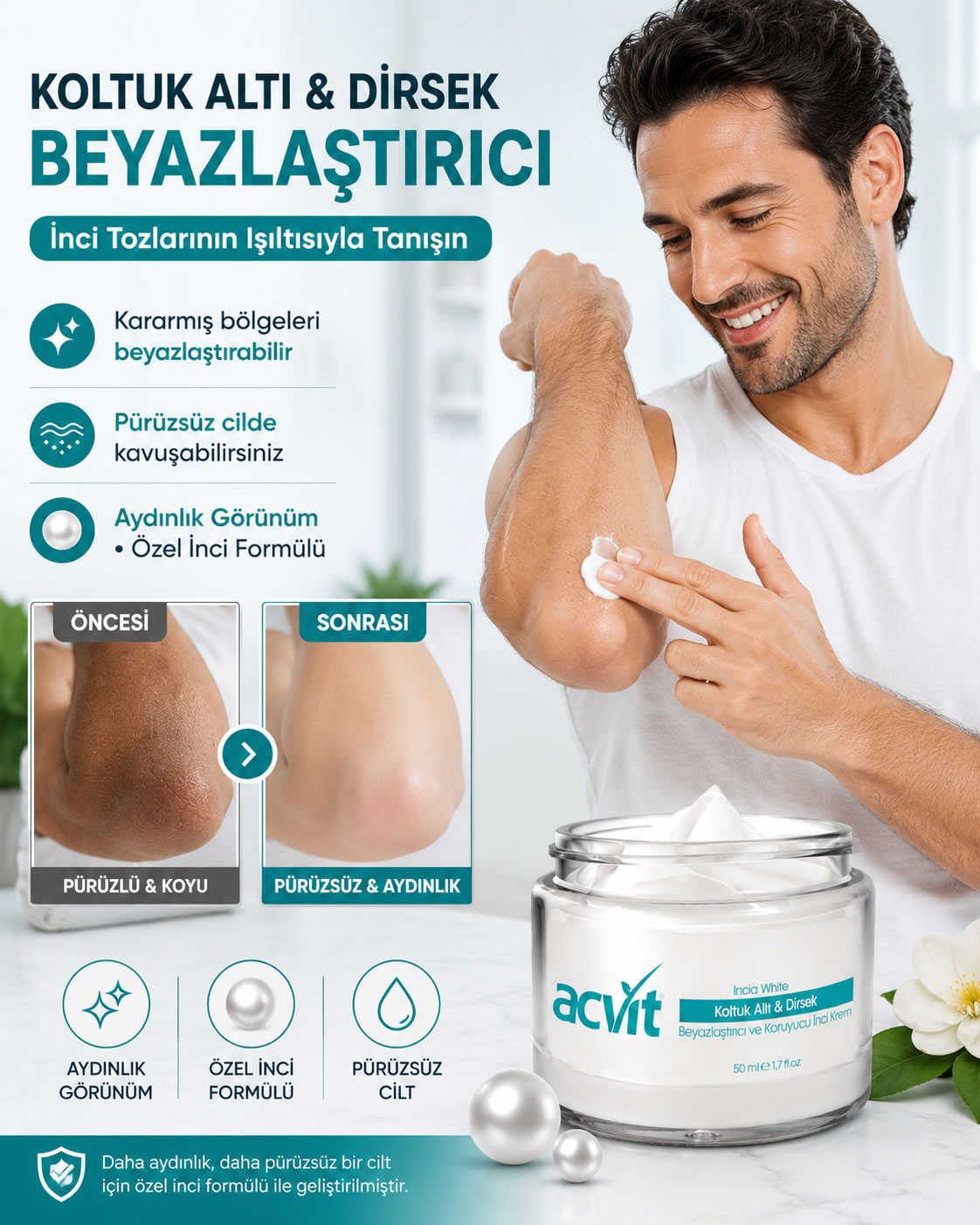 Koltuk Altı ve Dirsek Beyazlatıcı & Koruyucu İnci Krem – 50 ml - Görsel 5