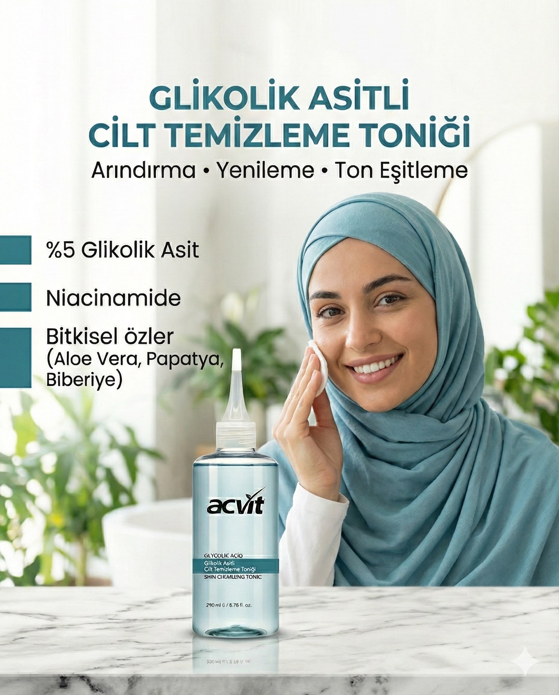 Glikolik Asitli Cilt Temizleme Toniği – 200 ML. - Görsel 3