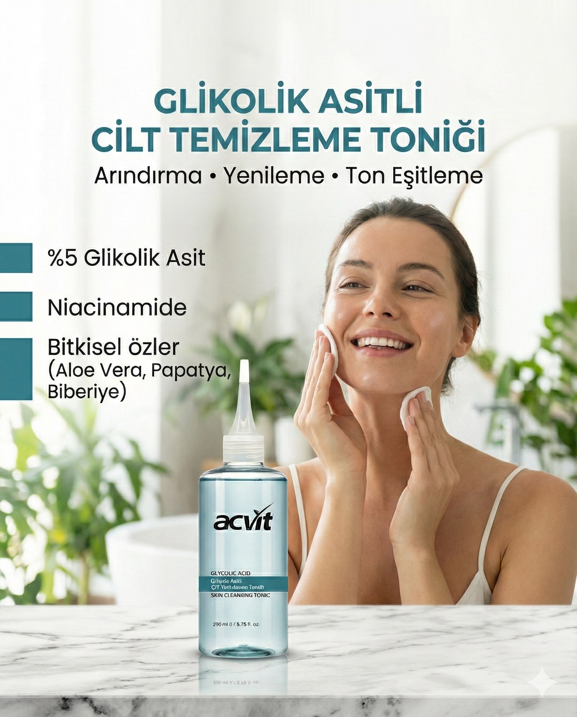 Glikolik Asitli Cilt Temizleme Toniği – 200 ML. - Görsel 2