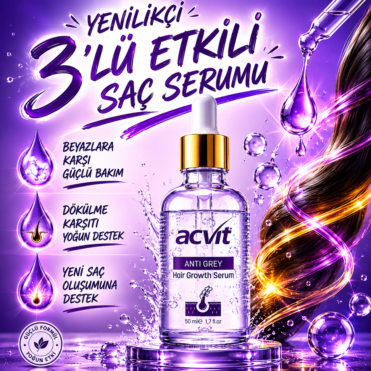 Anti Grey Hair Growth Serum – 50 ml - Görsel 6
