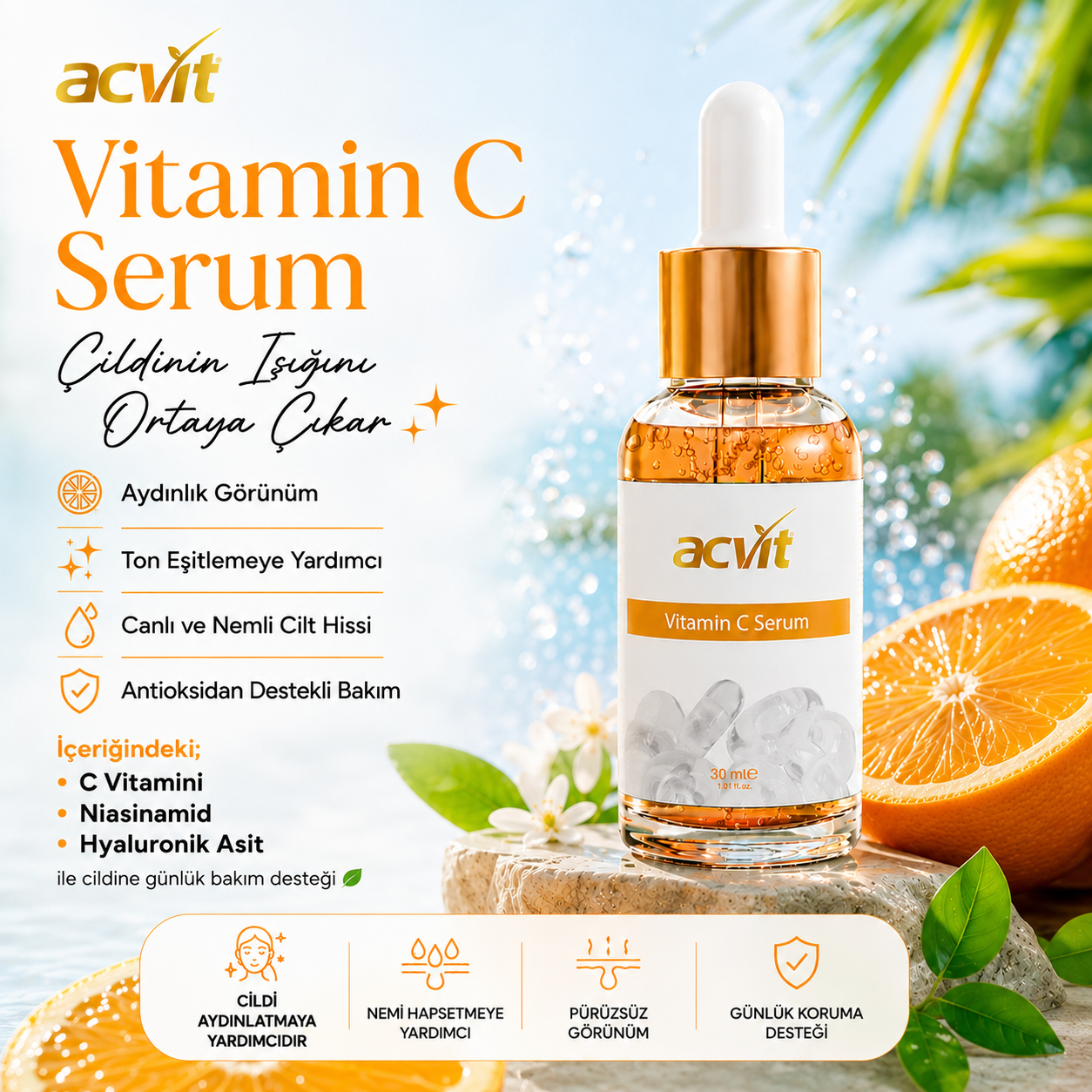 Vitamin C Serumu – Aydınlık, Canlı ve Genç Görünüm- 30 ML - Görsel 6