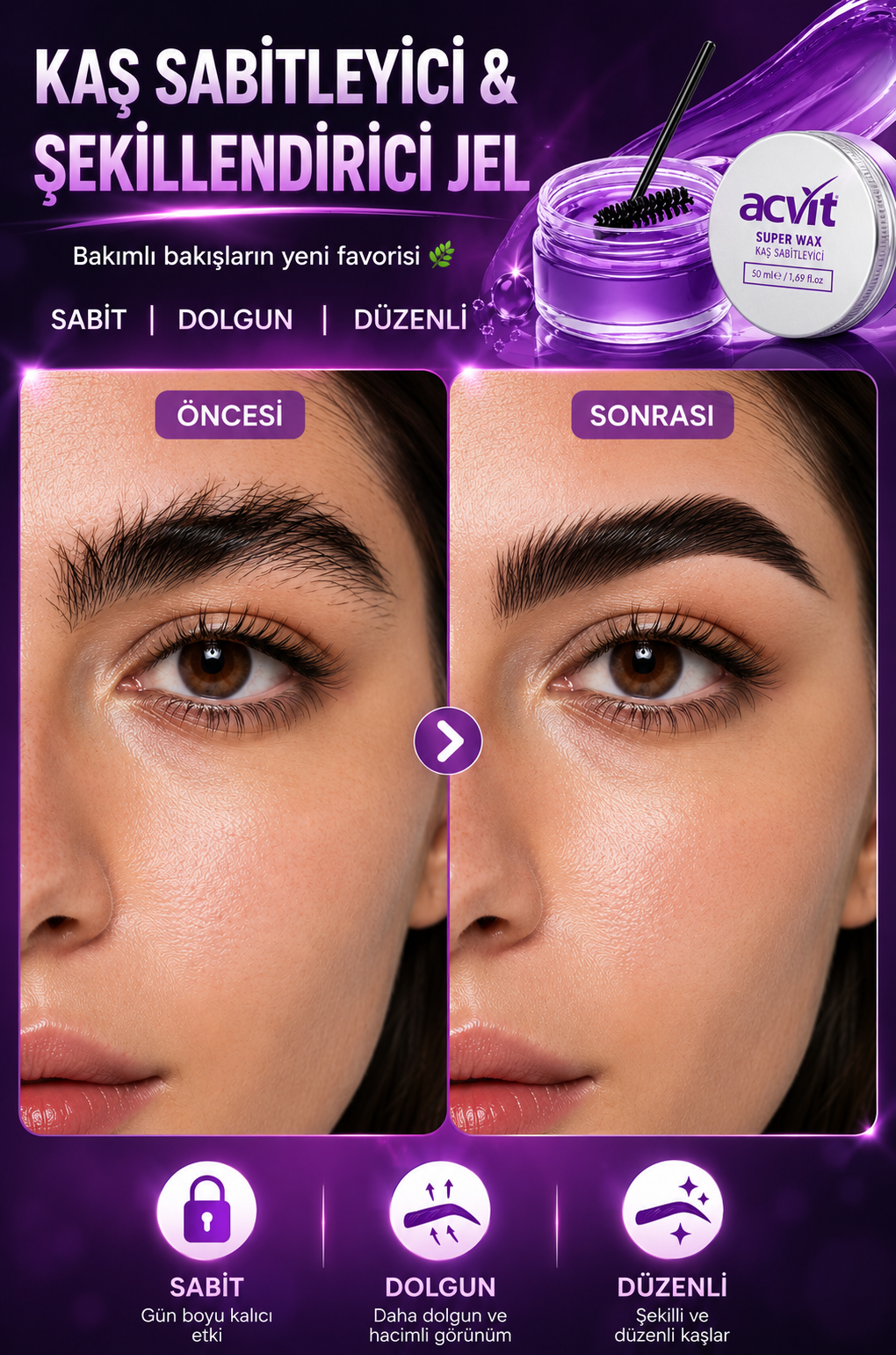 Kaş Sabitleyici, Dolgunlaştırıcı ve Şekillendirici Jel – 50 ML. - Görsel 2