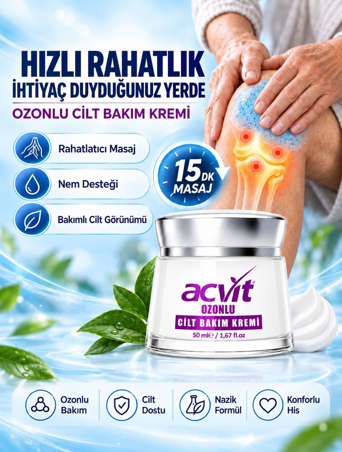Ozonlu; Rahatlatıcı, Yatıştırıcı Cilt Bakım Kremi - 50 ML. - Görsel 2