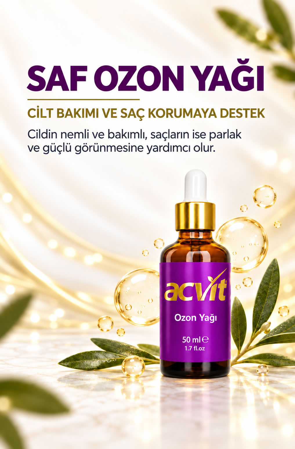 Saf Ozon Yağı / Cilt Yenileme Koruma / Saç Bakımı - 50 ML. - Görsel 2