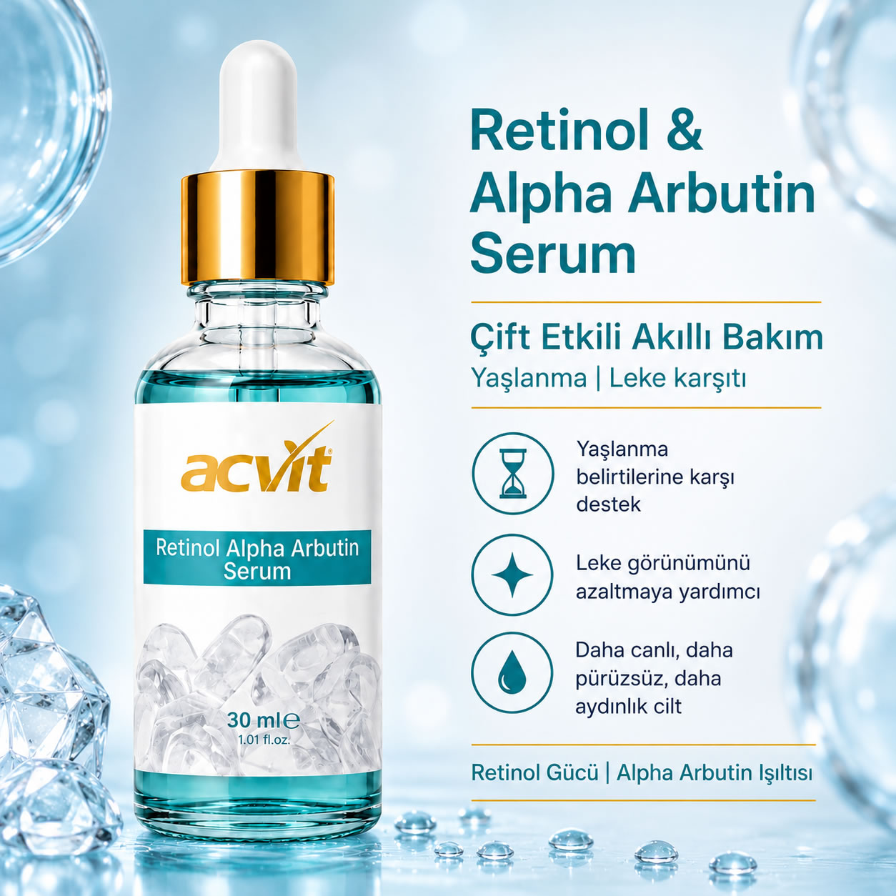 Retinol & Alpha Arbutin Serum – Cildinize Profesyonel Destek - 30 ML - Görsel 2