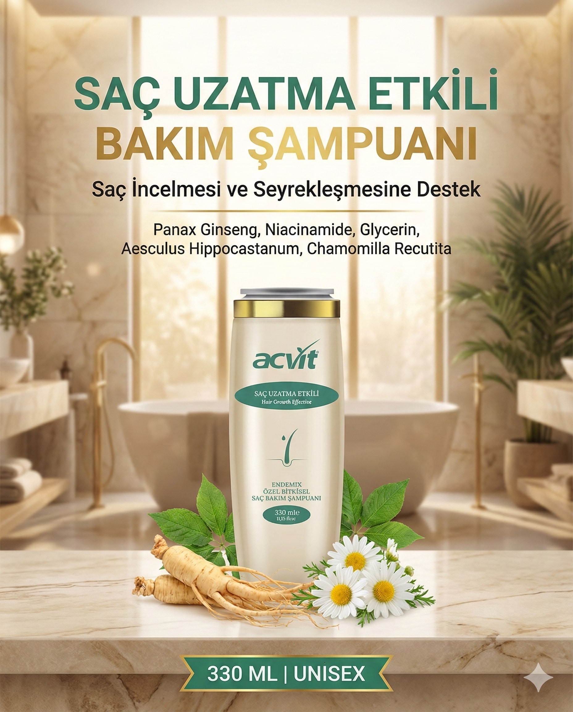 Saç İncelmesi ve Seyrekleşmesine Karşı Etkili Şampuan – 330 Ml. / Doğal / Unısex - Görsel 3