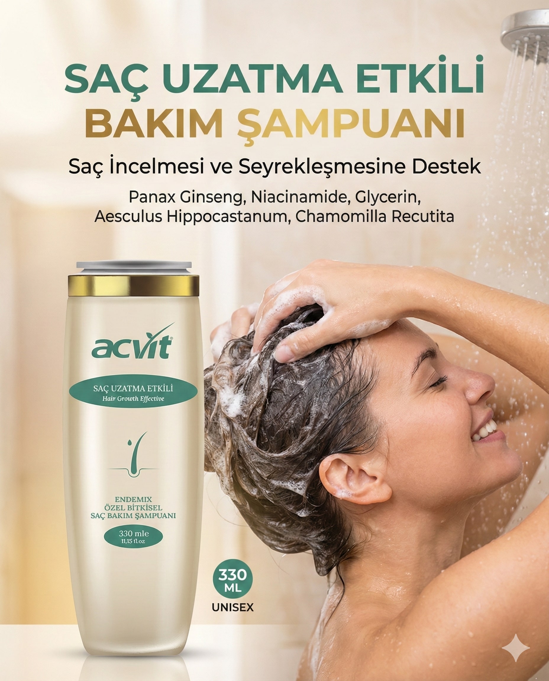 Saç İncelmesi ve Seyrekleşmesine Karşı Etkili Şampuan – 330 Ml. / Doğal / Unısex - Görsel 2