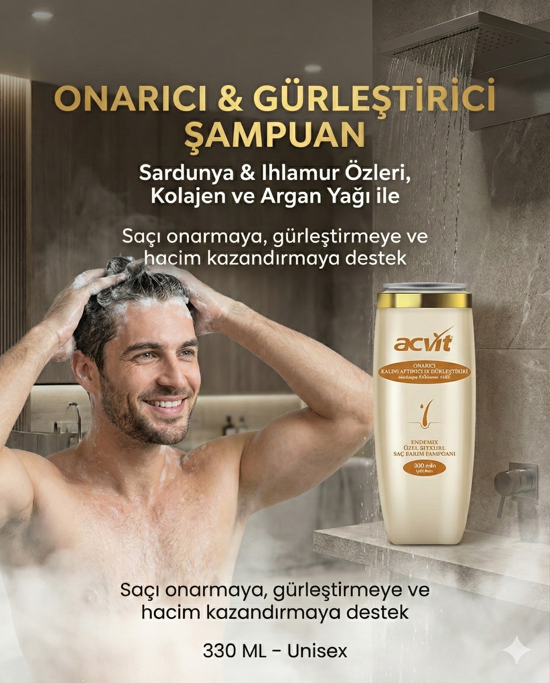 Onarıcı–Kalınlaştırıcı-Gürleştirici Sardunya & Ihlamur Özlü Şampuan - 330 Ml. – Doğal - Unisex - Görsel 4