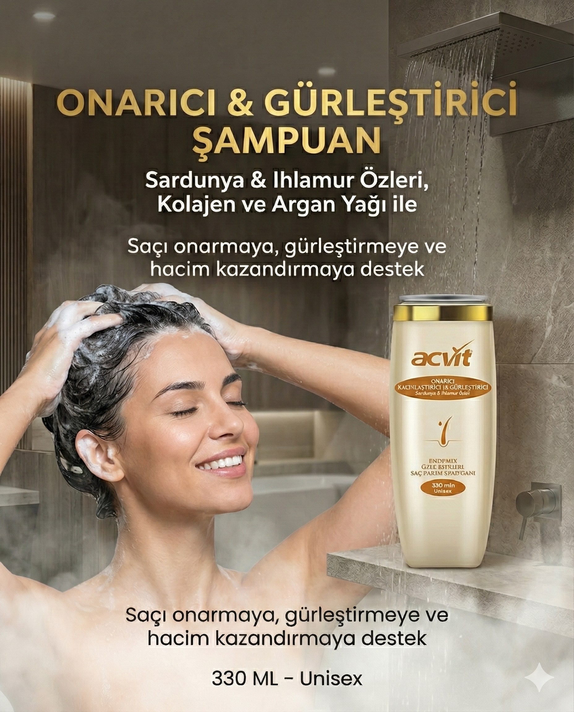 Onarıcı–Kalınlaştırıcı-Gürleştirici Sardunya & Ihlamur Özlü Şampuan - 330 Ml. – Doğal - Unisex - Görsel 2