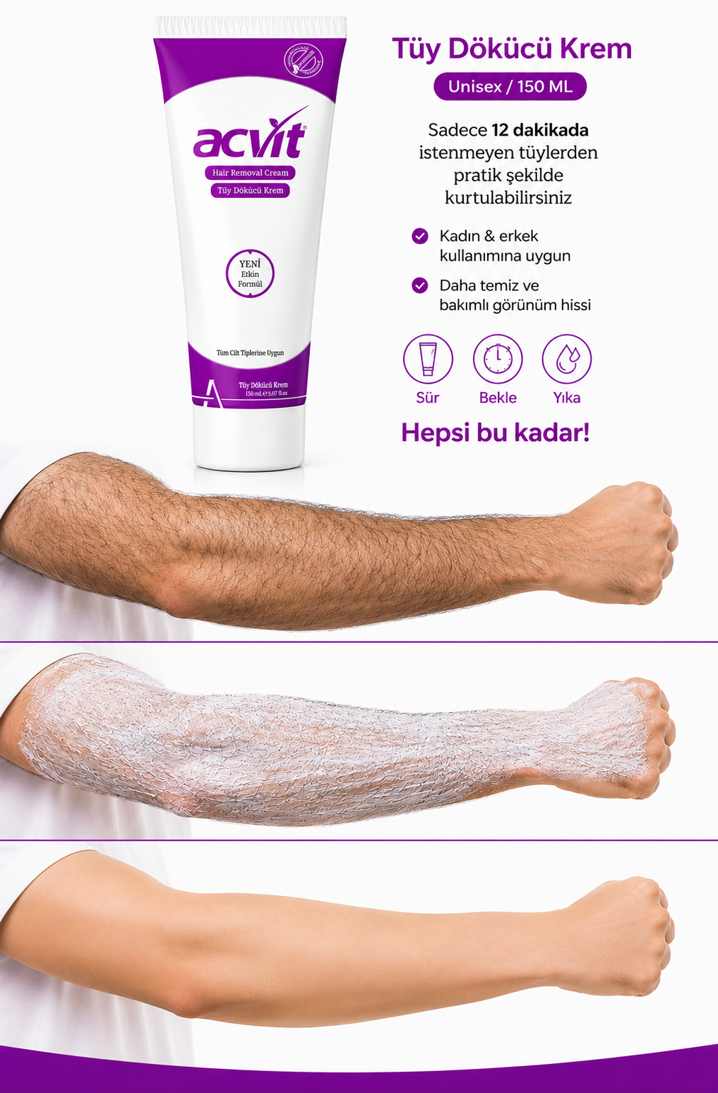 Tüy Dökücü Krem - Unisex /150 ML. - Görsel 3