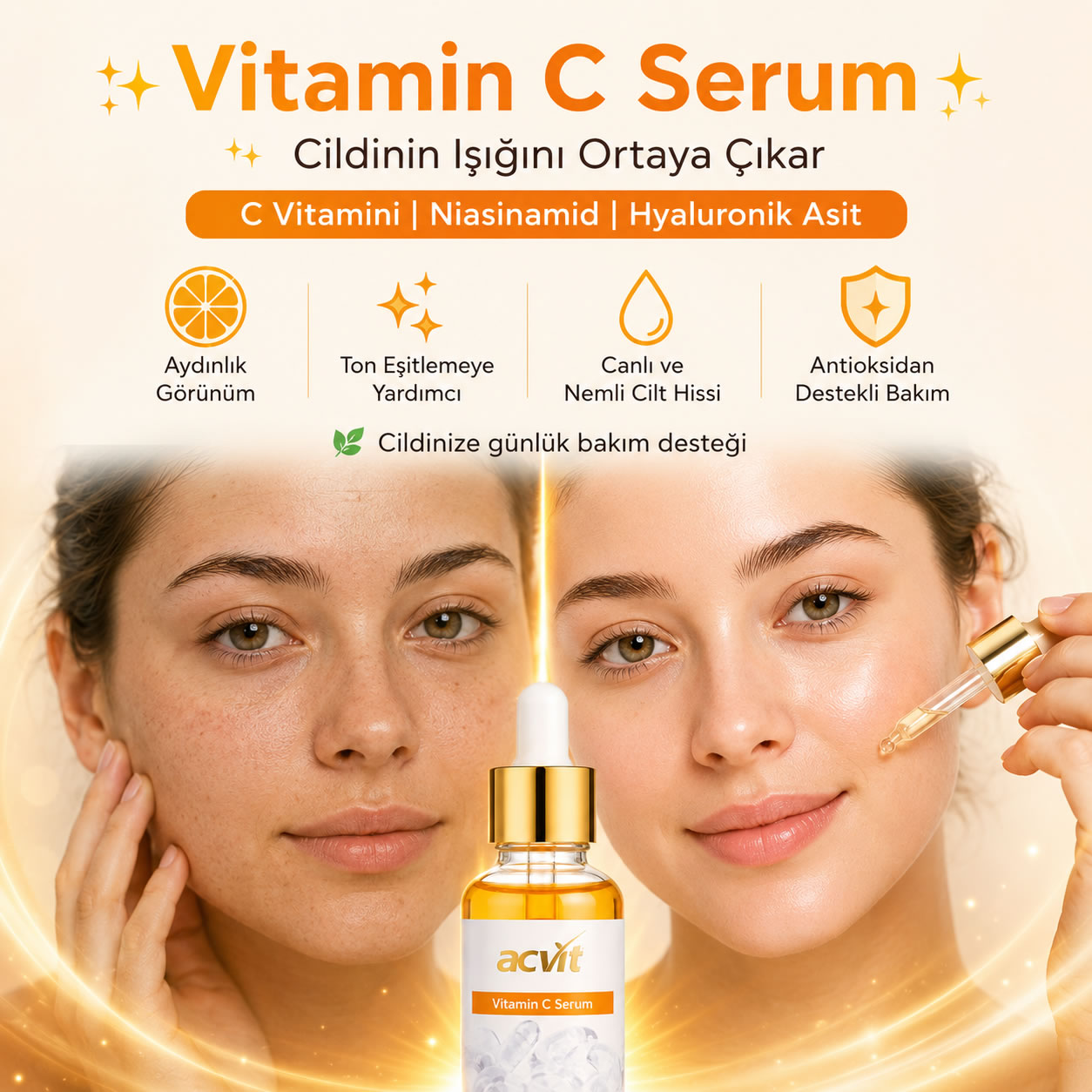 Vitamin C Serumu – Aydınlık, Canlı ve Genç Görünüm- 30 ML - Görsel 2