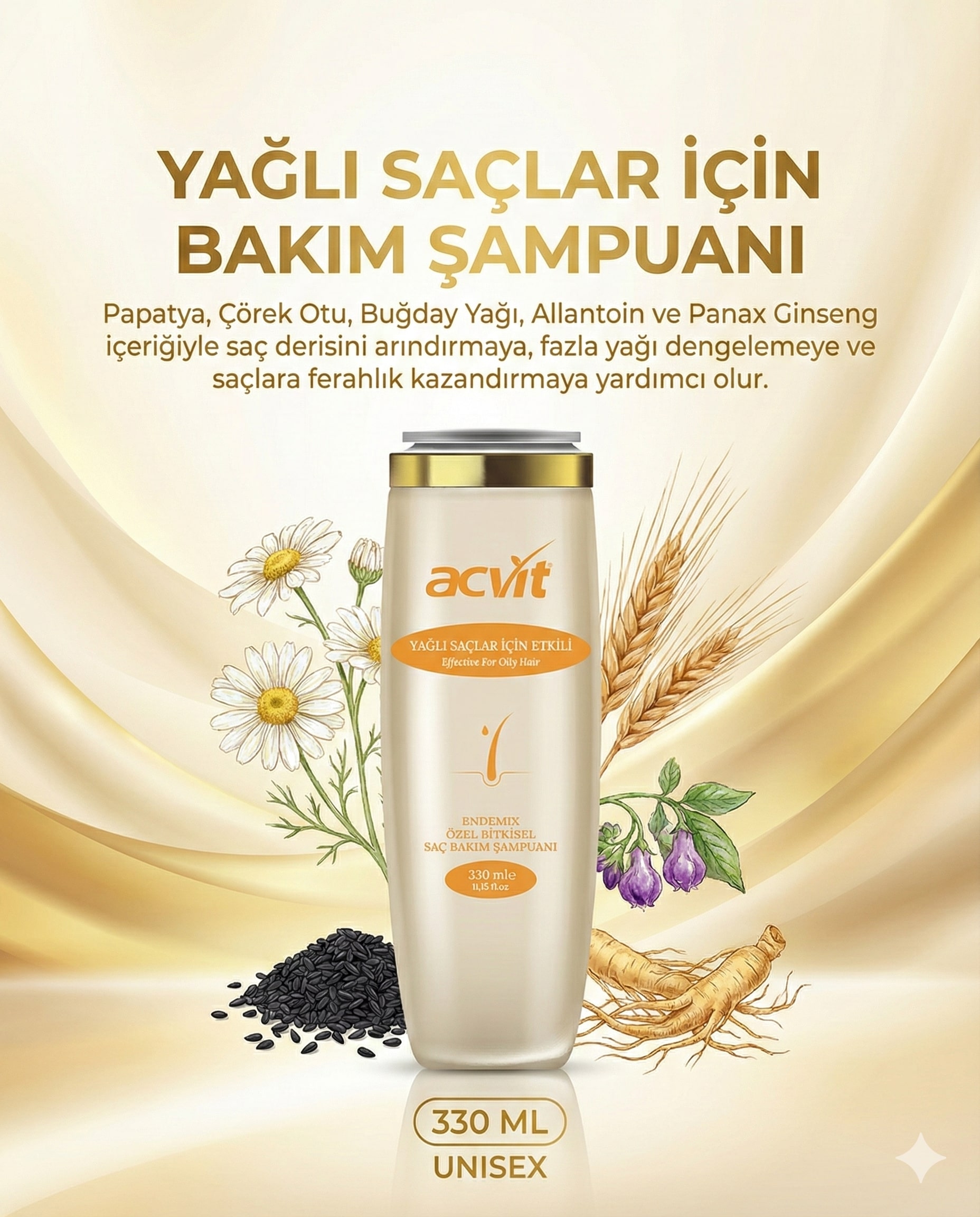 Yağlı Saçlar İçin PH Dengelemeye Yardımcı Doğal Bakım Şampuanı – 330 Ml. – Doğal - Unisex - Görsel 3